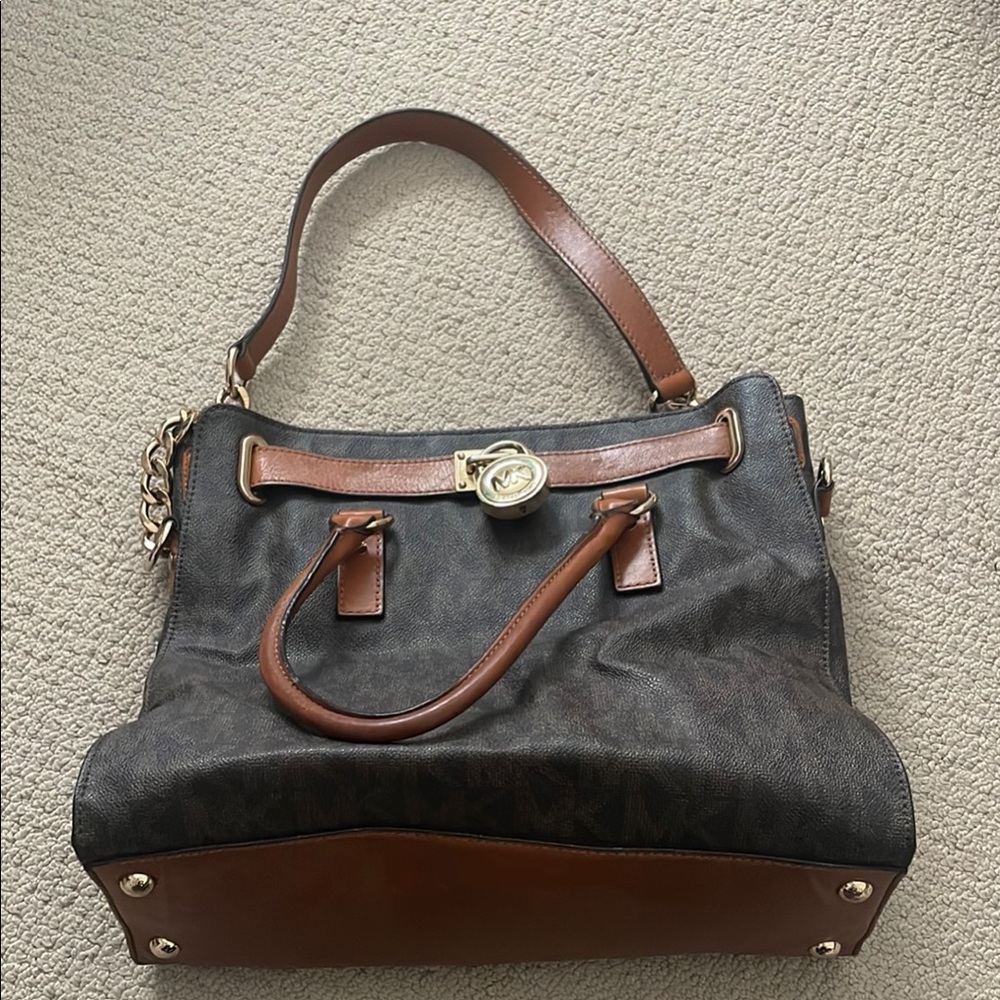 Michael Kors Brown and Black Shoulder Bag with Timeless Design
